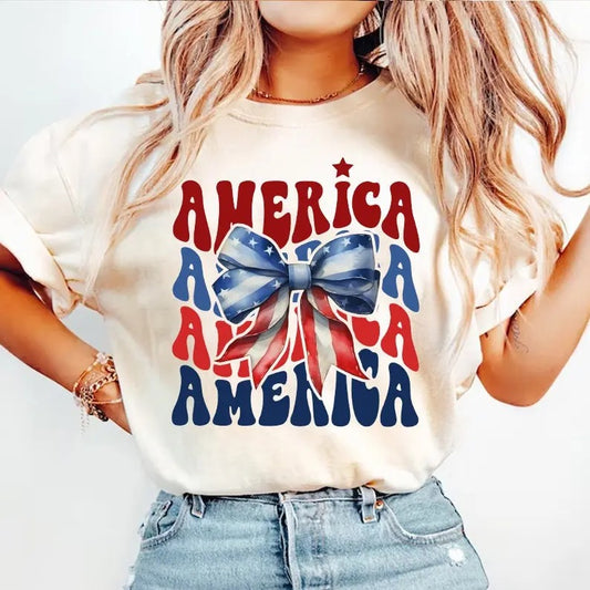 Coquette American Flag Shirt Coquette Bow 4th Of July America Freedom American Flag American Girl  T-shirt, sweater and Hoodie