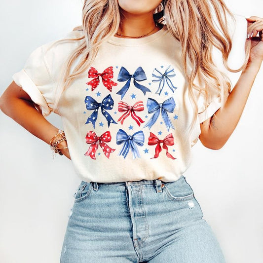 Coquette Bow American Flag Shirt, Coquette Bow 4th Of July Shirt, Freedom Patriotic 4th Of July T-Shirt, Red White and Blue, Coquette Fourth of July Shirt, Patriotic Shirt