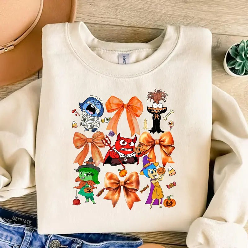 Coquette Bow Halloween Inside Out Character Shirt Spooky Inside Out Shirt Emotion Halloween Shirt Spooky Season Shirt Halloween Shirt