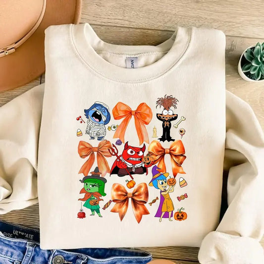 Coquette Bow Halloween Inside Out Character Shirt Spooky Inside Out Shirt Emotion Halloween Shirt Spooky Season Shirt Halloween Shirt