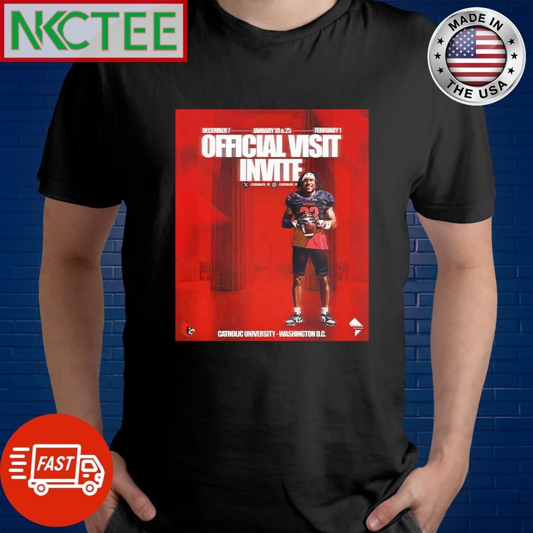 December 7 January 18 and 25 February Offical visit invite Catholic University Cardinals football Coach Coles Jonathan Rutledge shirt