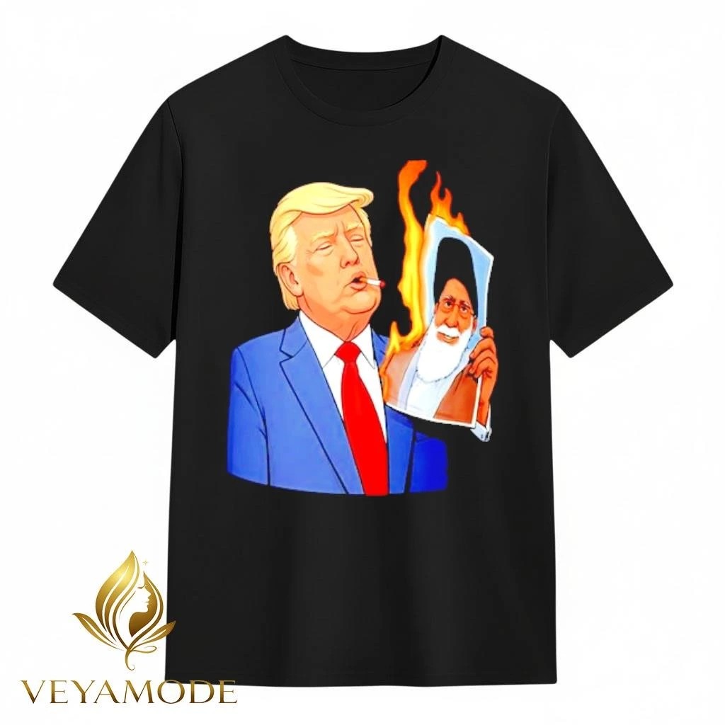 Donald Trump smoking US vs Iran fire Ali Khamenei photo tee