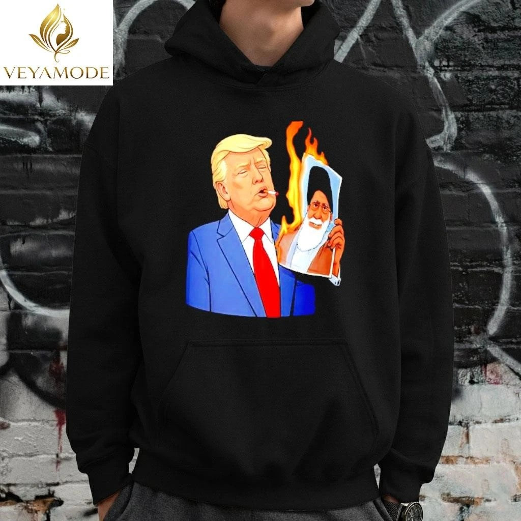 Donald Trump smoking US vs Iran fire Ali Khamenei photo tee
