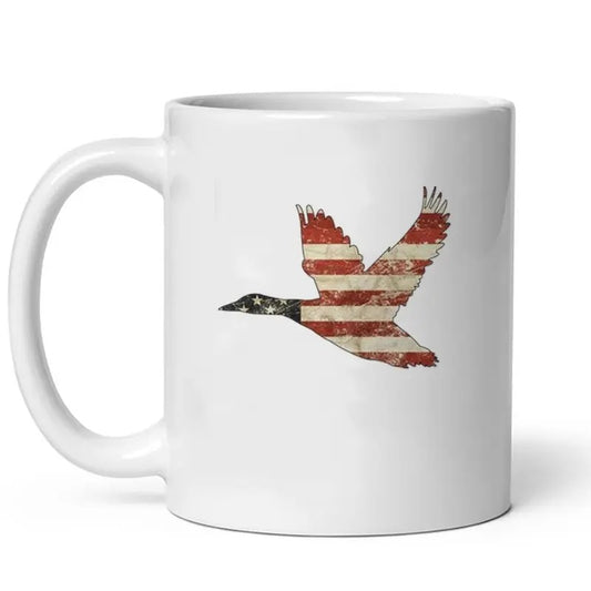 Duck Hunting Mug, American Duck, Waterfowl Mug, Duck Cup, Patriotic Coffee American Flag Cup Ceramic Drinkware