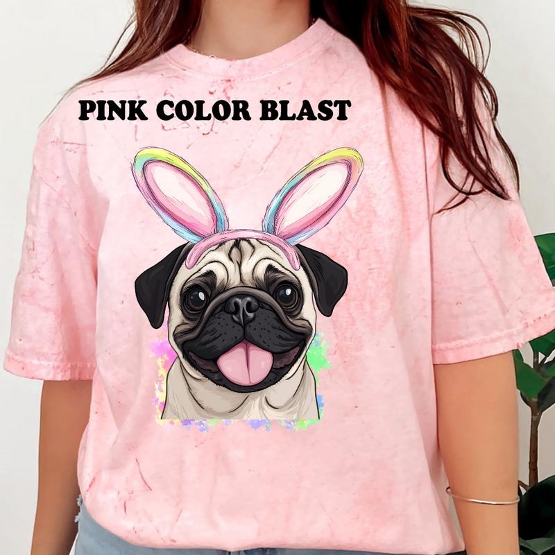 Easter Pug Shirt ~ Unisex Apparel Relaxed Fit Printed In The USA Clothing Womenswear Casual Comfort Cotton Top Athletic...