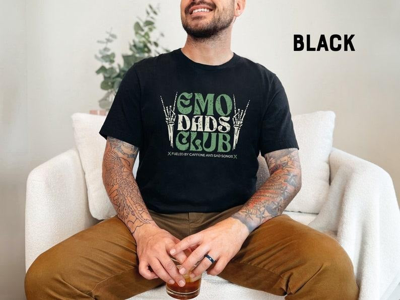 Emo Dads Club Unisex Jersey Short Sleeve Tee - Black T-Shirt with Graphic Print, Suitable for Men and Alternative Dad Lifestyle
