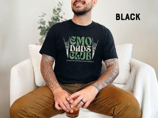 Emo Dads Club Unisex Jersey Short Sleeve Tee - Black T-Shirt with Graphic Print, Suitable for Men and Alternative Dad Lifestyle