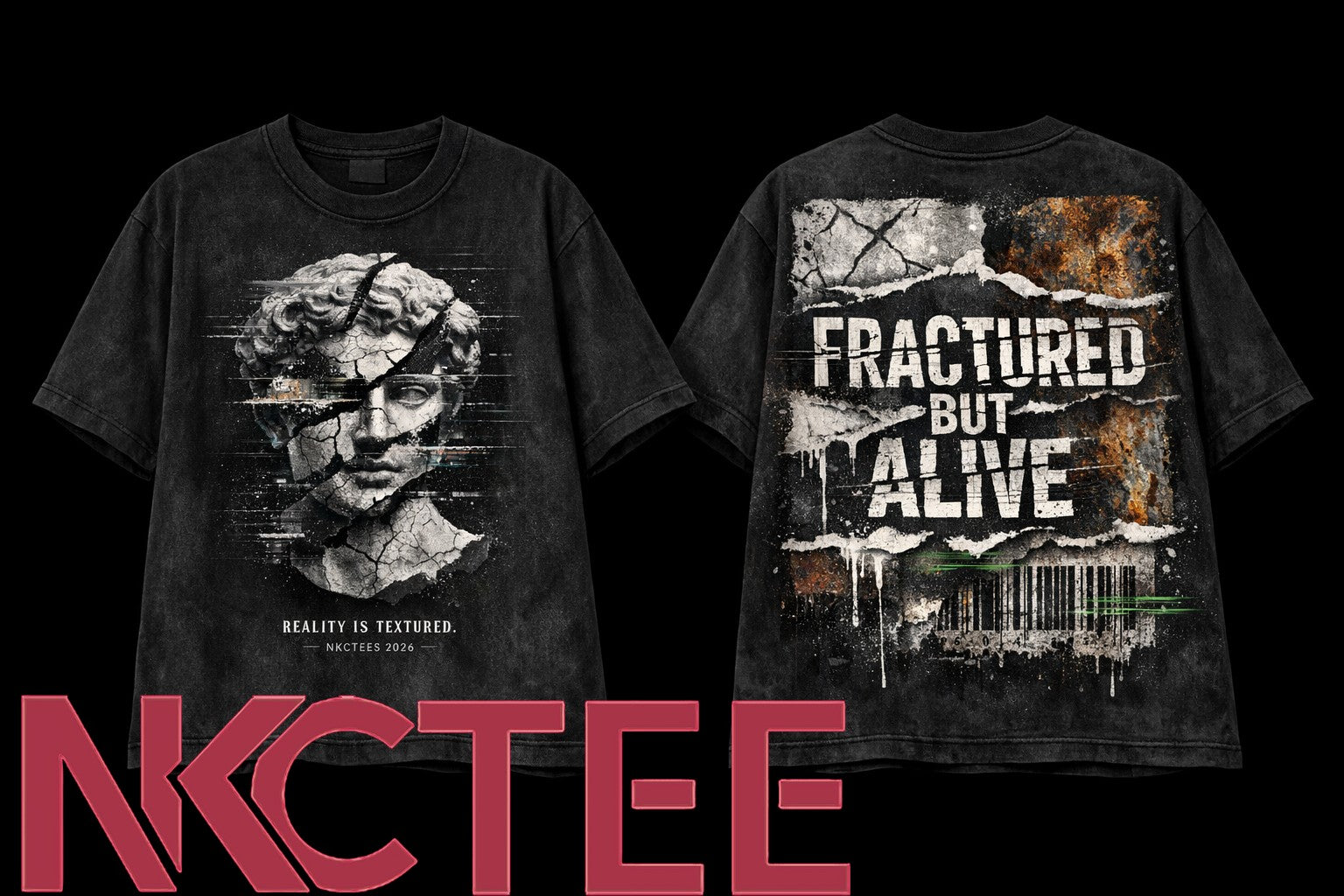 Fractured Reality Oversized Texture Graphic Tee