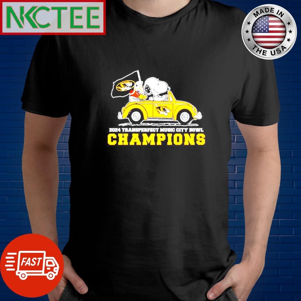 Funny 2024 Transperfect Music City Bowl Champions Snoopy and Woodstock Convertible Missouri Tigers shirt
