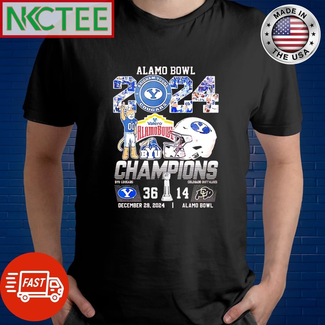 Funny Alamo Bowl 2024 Brigham Young Cougars Champions BYU 36-14 Colorado Buffaloes shirt