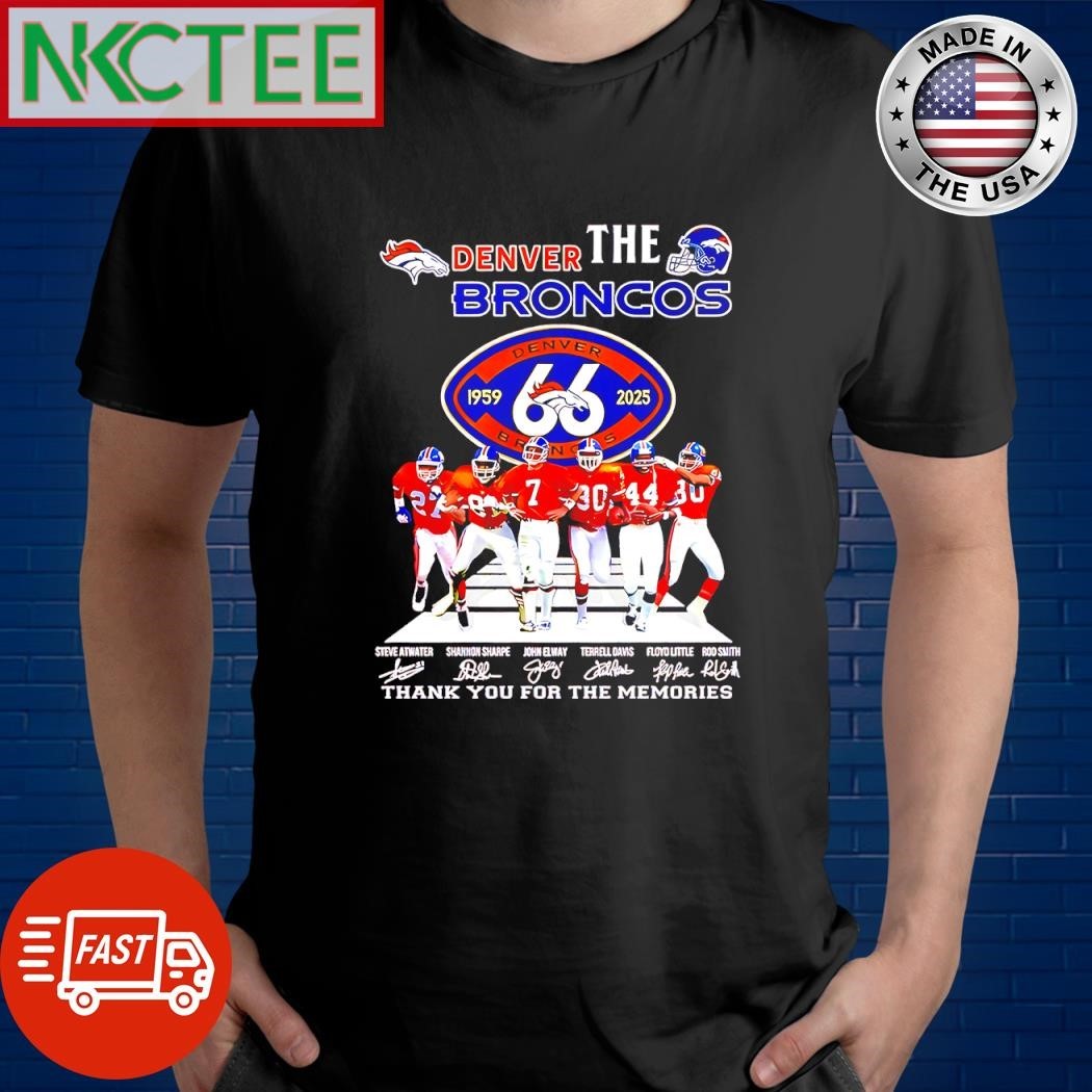 Funny Denver Broncos 1959 2025 66 Years Thank You For The Memories signature all team members shirt