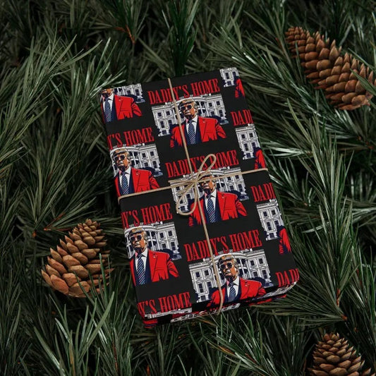 Funny Trump Wrapping Paper Daddys Home President Trump Christmas Birth