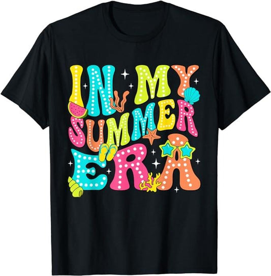 Funny Vacation Shirt, In My Summer Era Summer Break Beach Family Matching Vacation T-Shirt Menswear Casual Cotton