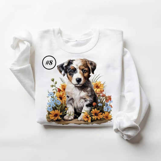 Funny Watercolor Flowers Dogs Sweatshirts 4th of July Hoodie Tropical Dog Summer Cute T-shirt Hunting Season Unisex Cotton Womenswear