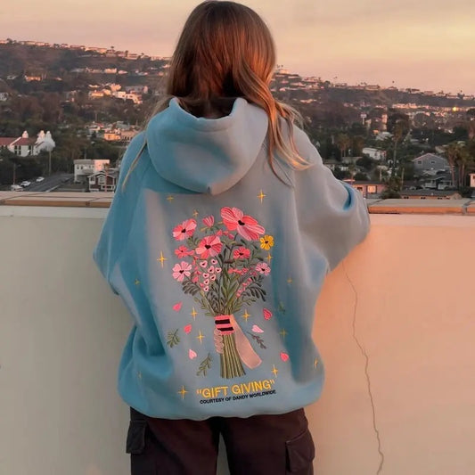 Victoria Maxwell | Anniversary Gift | Birthday Gift | Vintage Embroidery Hoodie |  BF/GF Gift | American Traditional | Alt Apparel | Gift for Him | Pink Palm Puff