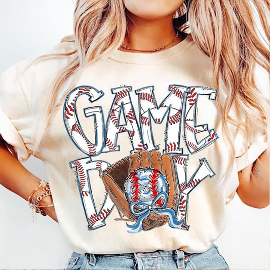 Game Day Baseball Shirt With Checkered Coquette, Mom Surprise Gift, Mother's Day Outfit