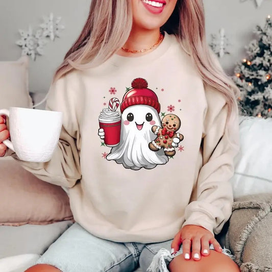 Gingerbread The Ghost, Christmas Ghost Sweatshirt, Christmas Ghosts Shirts, Funny Christmass Ghost Shirts, Christmas Boo Sweater, Tee Print