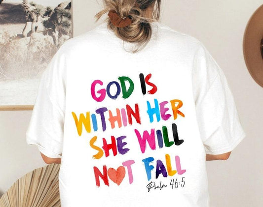God Is Within Her She Will Not Fall Sweat,Christian Bible Verse   Hoodie and Sweater; T-shirt Cotton Polyester Womenswear Light