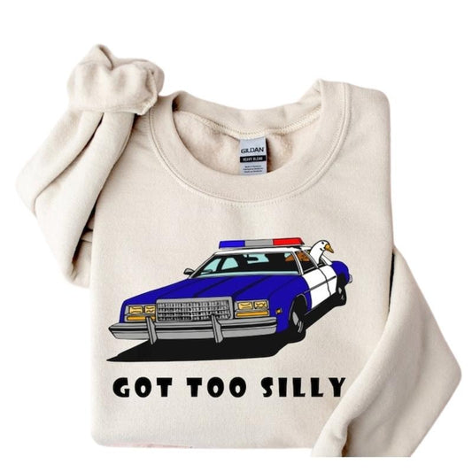 Got Too Silly Sweatshirt, Police Duck Shirt, Funny Duck Hoodie, Funny Goose Sweater, Preppy Clothes Shirt, Unisex Goose Tshirt