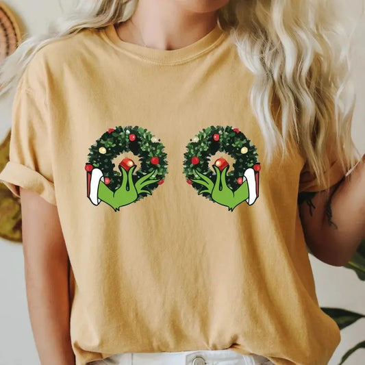 Green Christmas Shirt Green Hand Shirt Funny Green Tinsel Tits Shirt Merry Greenmas Shirt Christmas Shirt