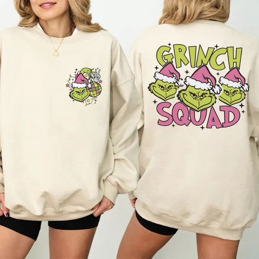 Grinch Squad Christmas Sweatshirt, Grinchmas Sweatshirt, Funny Christmas Shirt, Christmas Gift For Men And Women, Xmas Outfit Cotton Fabric