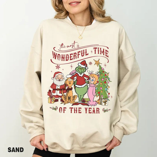 Grinchmas Sweatshirt, The Most Wonderful Time Of The Year Grinch Christmas Sweatshirt Hoodie, Merry Christmas Sweatshirt, Christmas Graphic Sweater