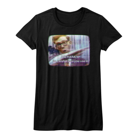 Hai Karate Girls Juniors S/S T-Shirt - Vintage TV - Solid Black
