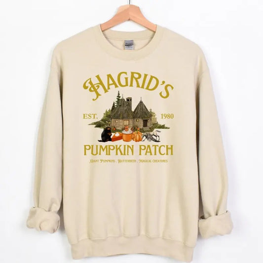 Hagrids Pumpkin Patch Sweater, Pumpkin Patch Shirt, Fall Sweater, Harry Poter Fan, Wizard Shirt, HP Fan Gift, Poterhead Gift, Fall Shirt, Full Color, For Men, For Women, Classic Fashion, Full Sizes, Tee Print