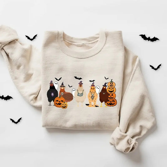 Halloween Chickens Sweatshirt, Halloween Farm Sweatshirt, Funny Halloween Chickens Sweatshirt, Halloween Party Shirt, Fall Halloween Graphic Shirt, Chicken Lover Shirt, Spooky Season Shirt