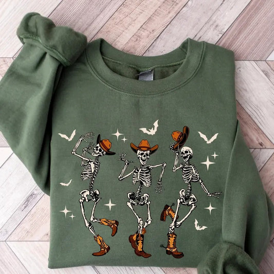 Halloween Dancing Skeleton Sweatshirt Western Halloween Cow Sweatshirt Halloween Cowboy Shirt Halloween Tee Halloween Cow Halloween Tee  T-shirt, sweater and Hoodiestyle{n002}2