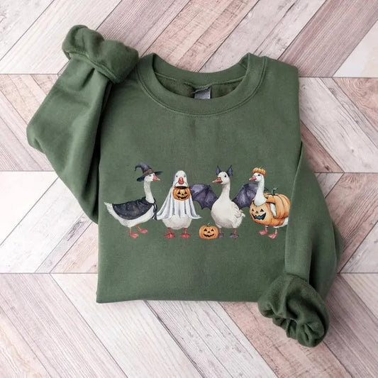 Halloween Goose Sweatshirt, Funny Goose shirt, Ghost Shirt, Farm Animal Shirt, Farmer Gift, Country Shirt, Spooky Season, Duck Mom Classic Crewneck