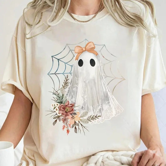 Halloween Lace Ghost Shirt, Spooky Coquette Shirt, Girly Ghost Lacey Ghost Shirt, Spooky Season