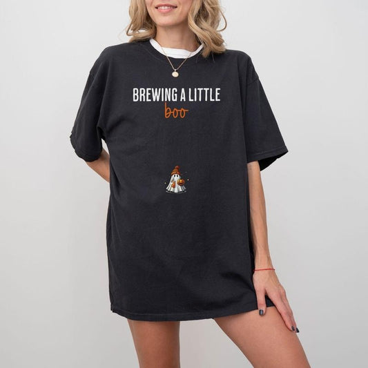 Halloween Pregnancy Announcement Shirt, Brewing A Little Boo, Funny Ghost Baby, Pregnant Halloween Maternity Shirt, Mom To Be Crewneck, Spooky Baby Shower Shirt