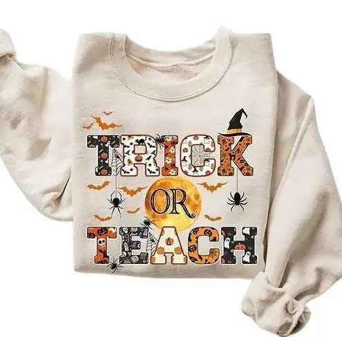 Halloween Teacher Sweatshirt, Trick Or Teach Shirt, Spooky Teacher Gift, Funny Halloween Tee, Fall Teacher Shirt, Teacher Appreciation Gift