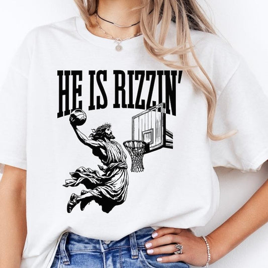 He Is Rizzin Shirt , Funny Jesus Shirt , he is risen, Christian Easter, Easter Gift, Jesus Basketball  T-shirt, sweater and Hoodie