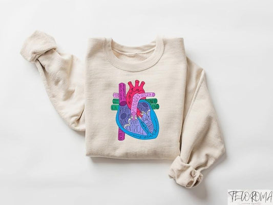 Heart Anatomy T-Shirt, Nursing School Shirt, Medical School Student Sweatshirt, Cardiac Nursing Gift, Cardiac Nurse Shirt, Nurse Grad Gift
