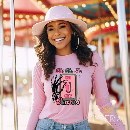 Ho Ho Ho Long Sleeve Sweatshirt, Christmas T-Shirt , Christmas Tee, Xmas Shirt Casual