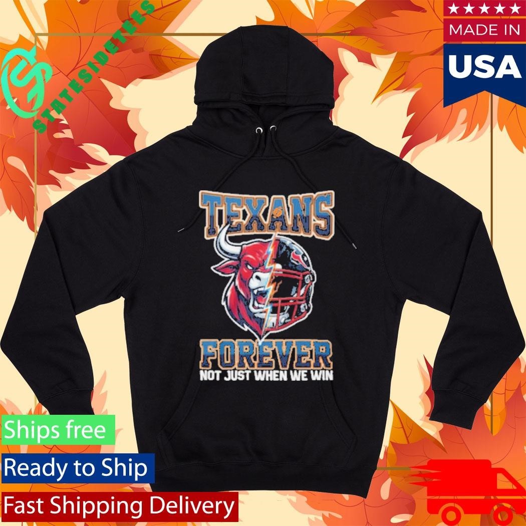 Houston Texans Forever Not Just When We Win Bull Mascot Split Helmet Shirt