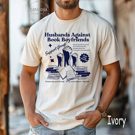 Husbands Against Book Boyfriends Club T-shirt, Funny Bookish Shirt, Bookish Husband Gift, Gift For Bookish Boyfriend, Book Boyfriend Gift T-Shirt