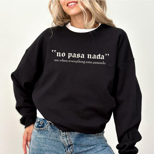 I'm Fine Everything Is Fine Sweatshirt, Funny Mom Life Crewneck, Teacher Life Long Sleeved Pullover, Sarcastic Positive Sweater