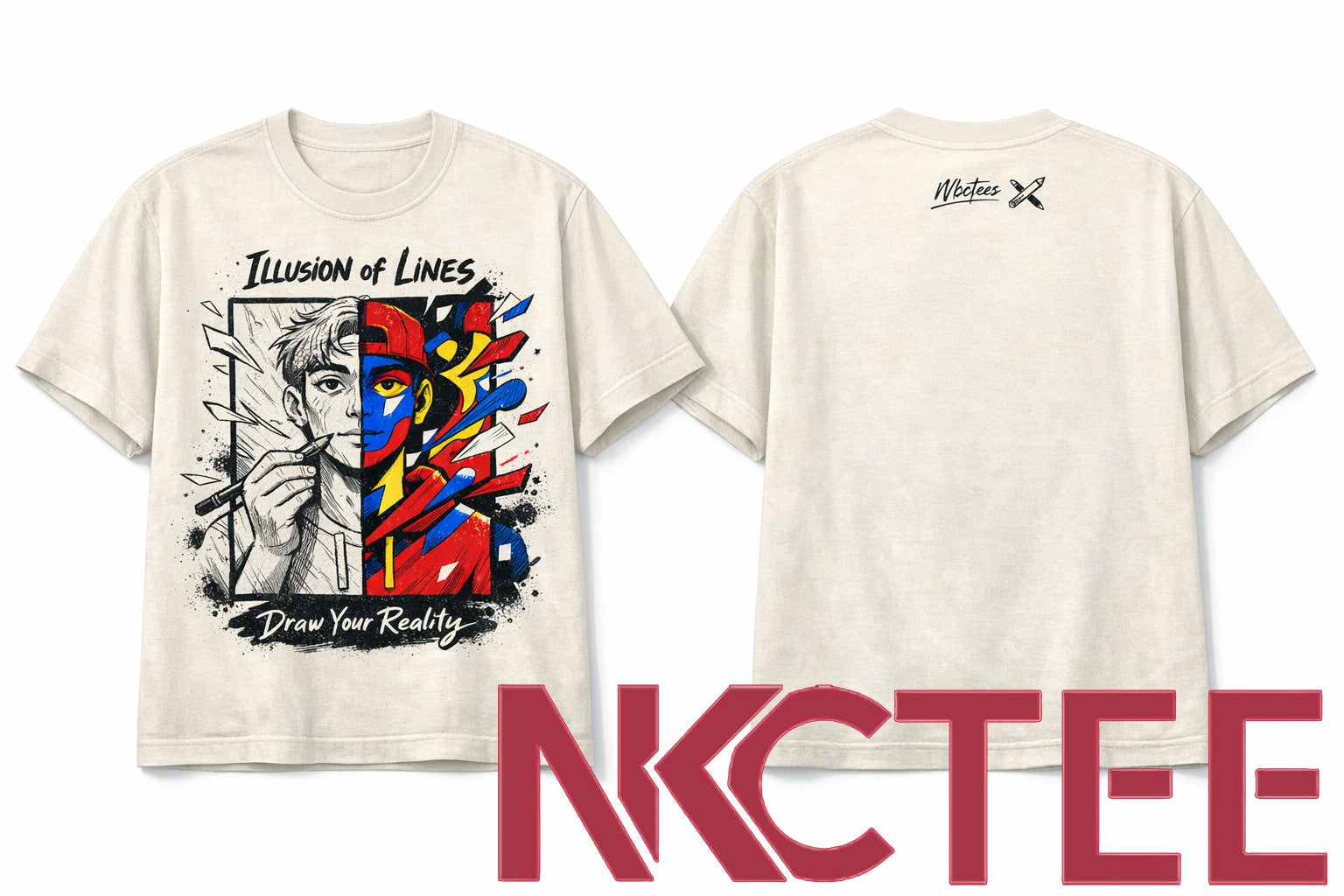 Illusion of Lines Graphic Tee – Artistic Illustration T-Shirt