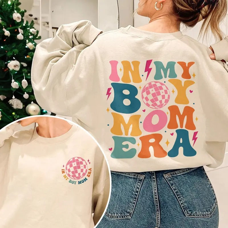 In My Boy Mom Era Boy Mama Gender Reveal Sweat Boy Mom Era Shirt New Mom Gift Hoodie, Sweatshirt | VibeTeeNation.com