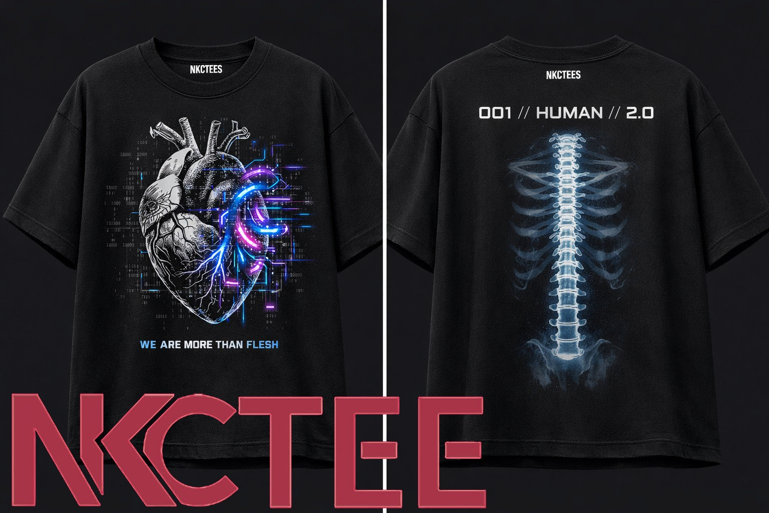 Inside The Future Anatomy Graphic Tee – Cyberpunk Heart we are more than flesh