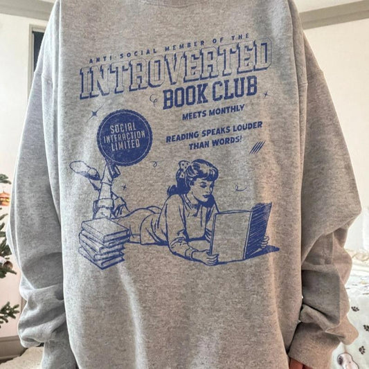 Introverted Book Club Sweatshirt | Bookish Sweatshirt, Anti-Social Book Club, Gift For Book Lover, Dark Romance Bookish Hoodie Gift For Her