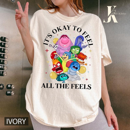 It's Okay To Feel All The Feels Shirt, Mental Health Matter Shirt, Emotional support shirt, Feelings shirt, Inside Out 2shirtstyle{n002}3