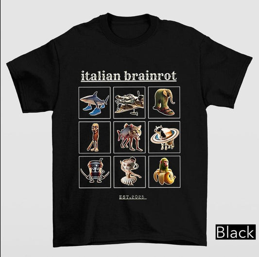 Italian Brainrot Characaters tshirt, TikTok Meme Funny Tee, Tung Tung Tung Sahur, Unisex Jersey Gift for Teens, Gift for Mom, Menswear Top, women top, Gift For menswear