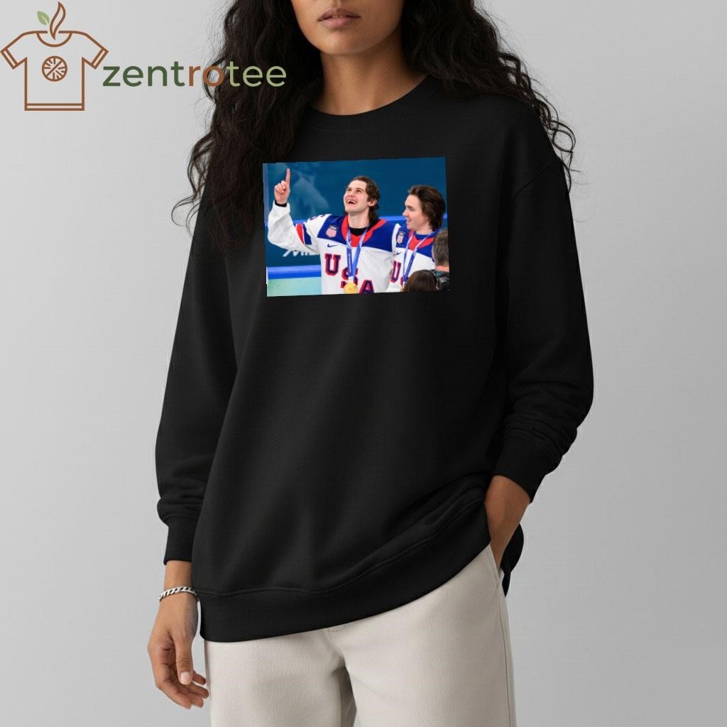 Jack hughes one finger and Thanks God shirt