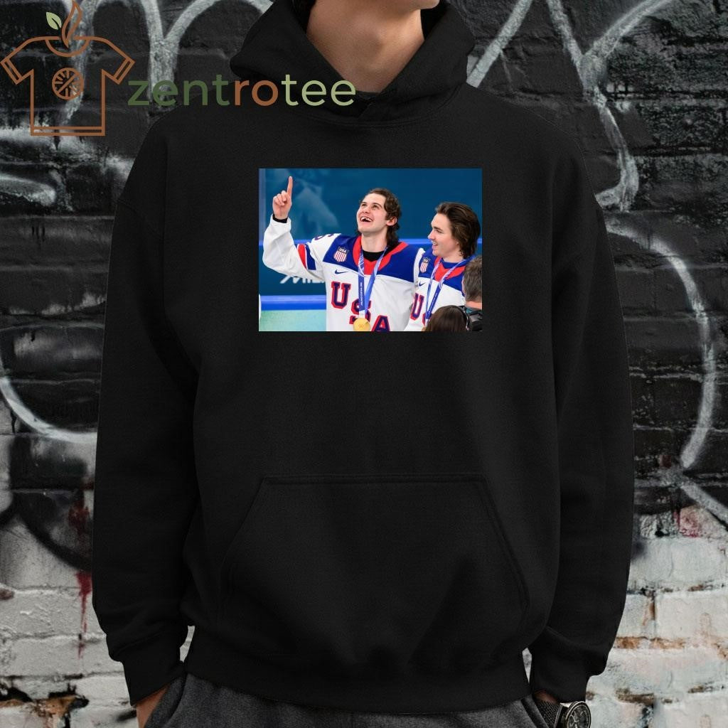 Jack hughes one finger and Thanks God shirt