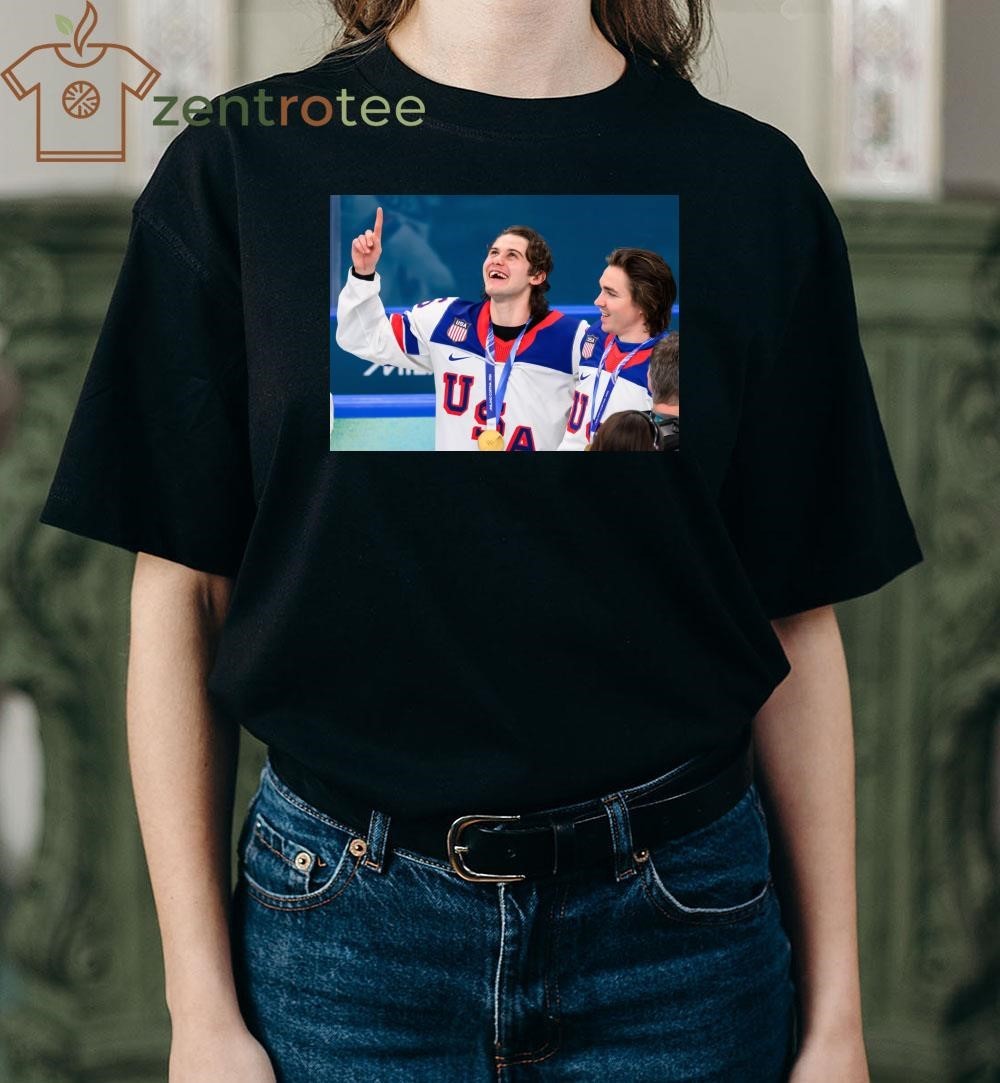 Jack hughes one finger and Thanks God shirt