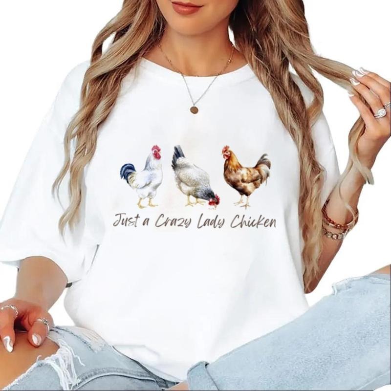 Just a Crazy Lady Chicken T-shirt Sweater, Chicken obsessed gift, Funny Chicken lady crewneck Hoodie Sweatshirt